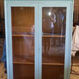 Green patina wooden display cabinet