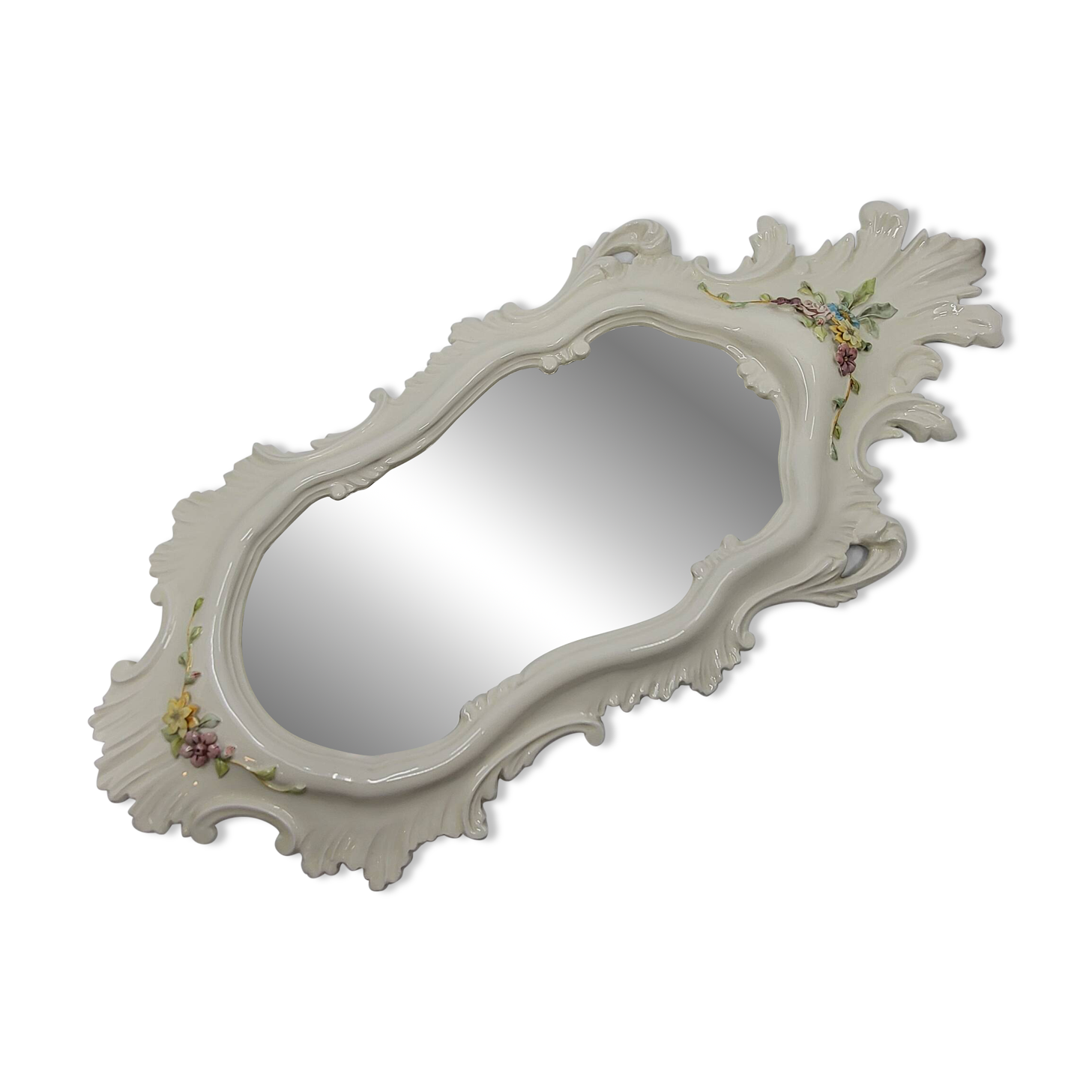 Farnesiana Mirror by Carlo Corvi in ceramic Italy 1950