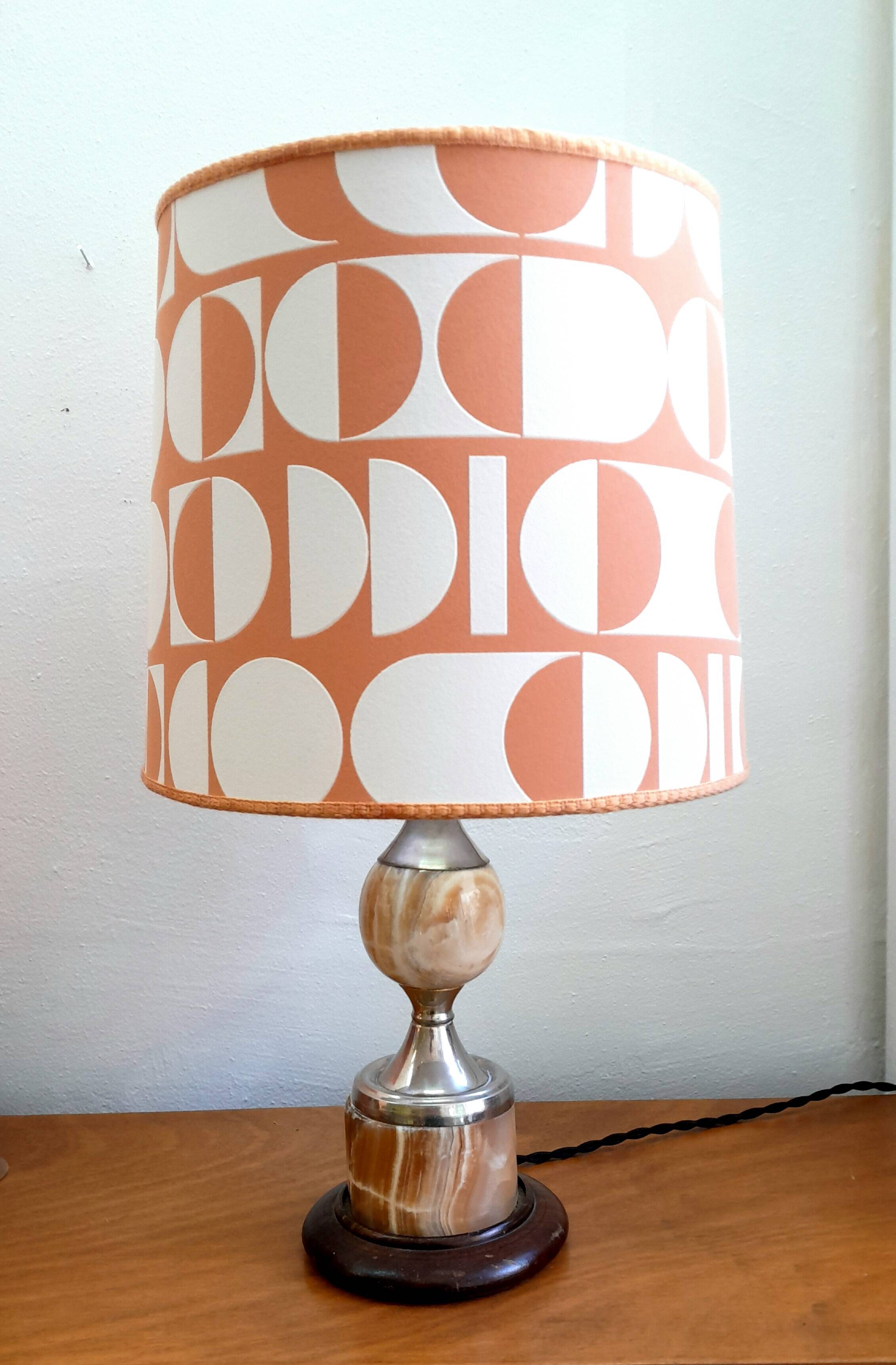 Vintage marble lamp and handmade lampshade