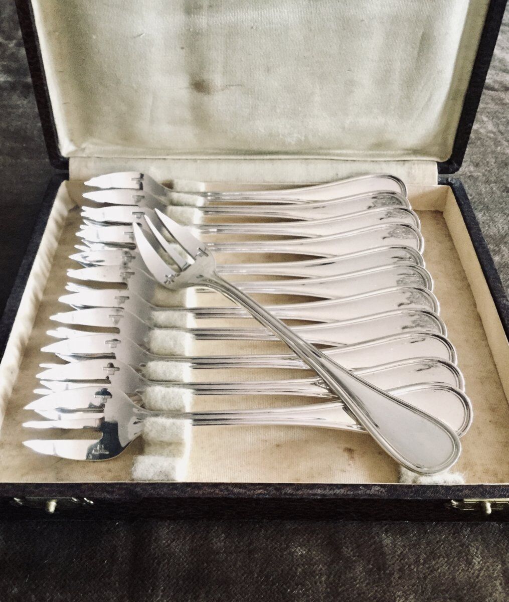 12 oyster forks christofle albi
