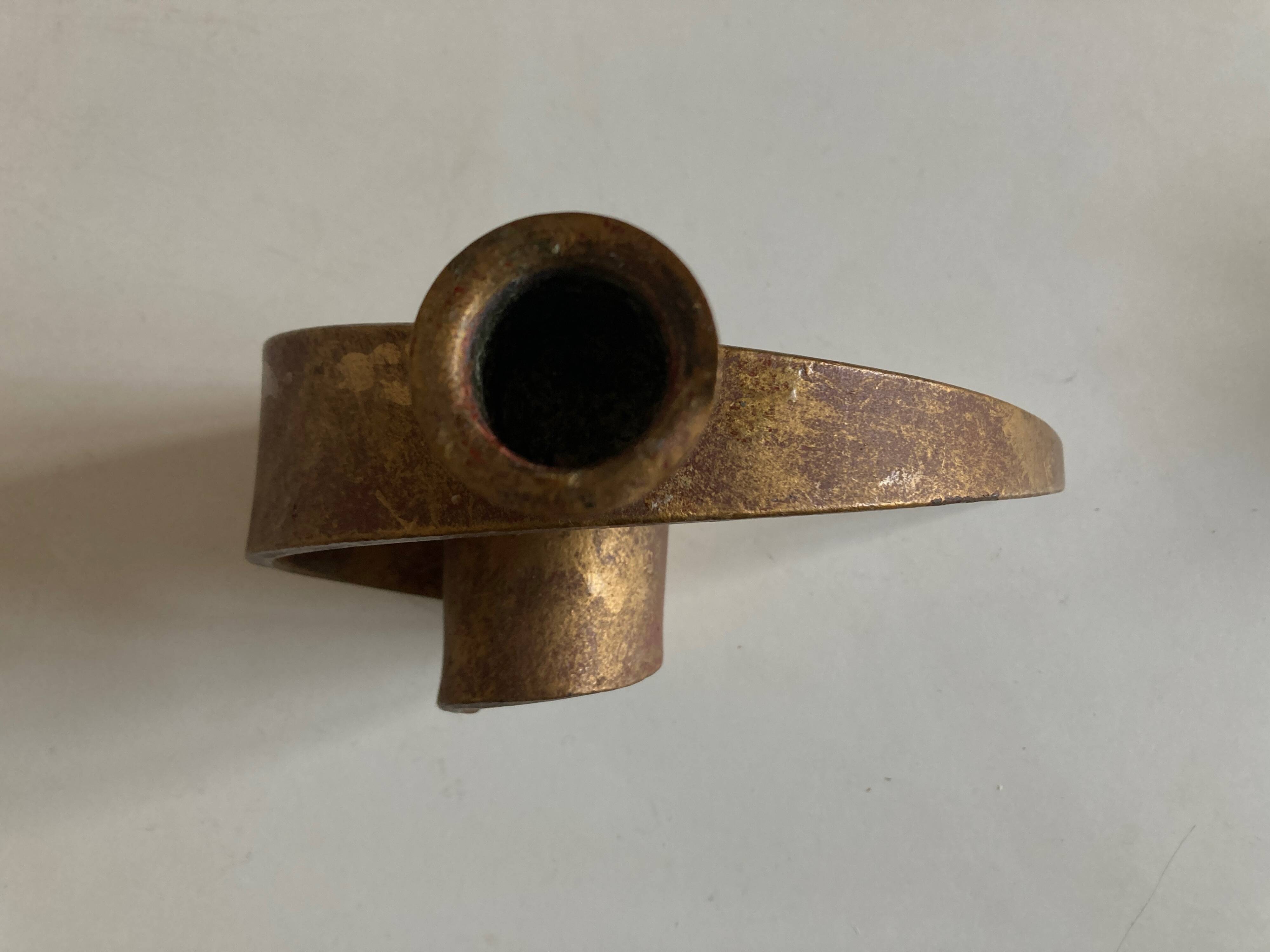 Battered iron candle holder Italian work 1970