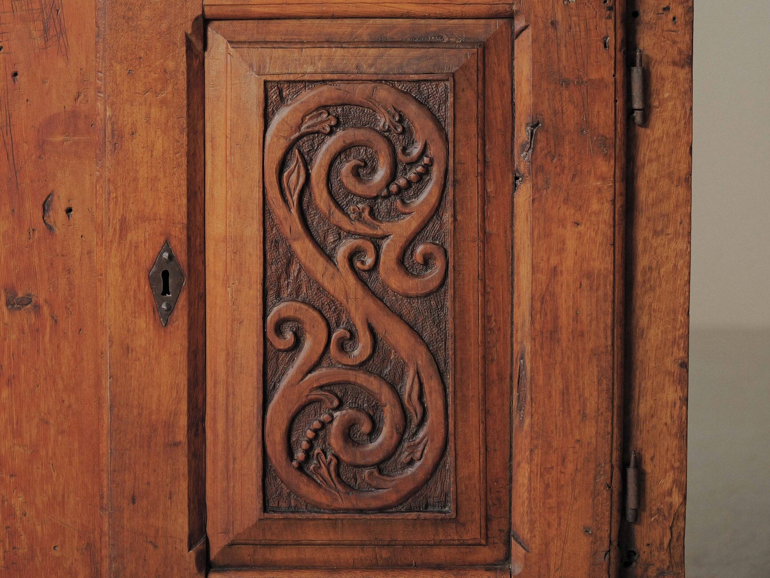 Mountain buffet in larch and solid pine, Folk art, 19th century