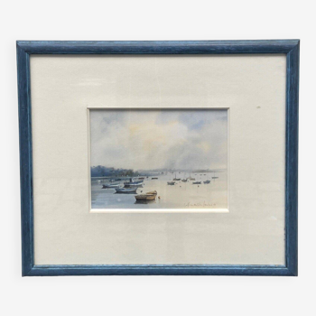 Watercolor on paper by Jean Morlaine Gulf of Morbihan 1997