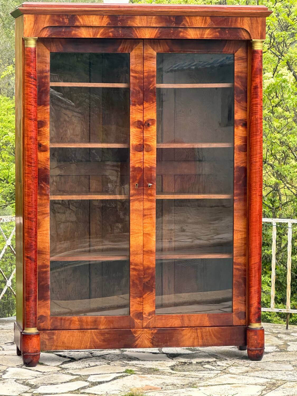 Empire Style Mahogany Display Cabinet/Bookcase, 19th Century