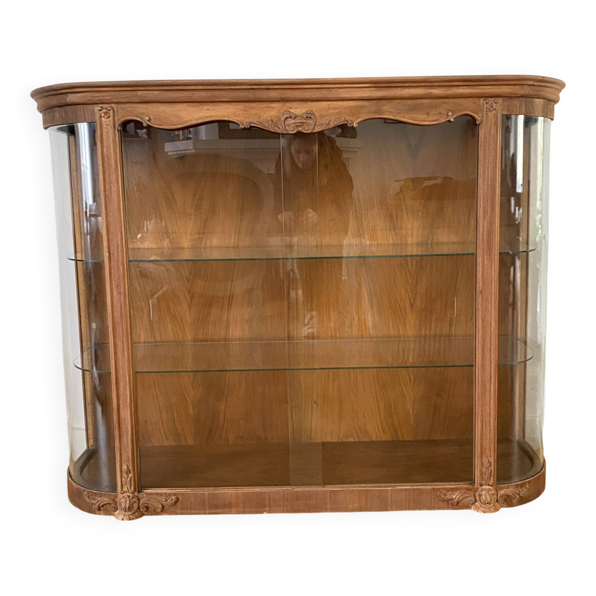 Walnut veneer display cabinet 1956