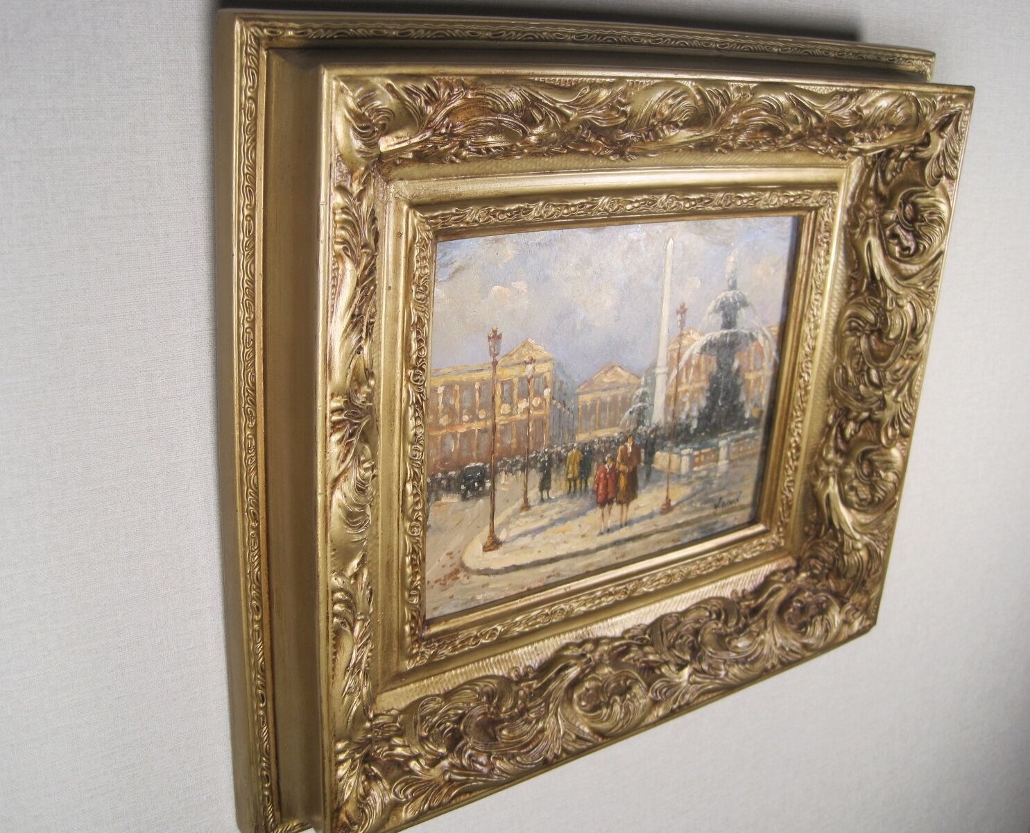 Peinture post-impressionniste huile panneau signée H. Wood Place Concorde PARIS
