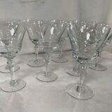 Ensemble de 10 verres vintage gravés