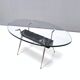 Vintage Oval Glass Coffee Table with Portoro Marble and Iron Base, Italy