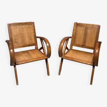 Pair of wooden armchairs