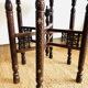 Moroccan hexagonal carved wood side table with glass top