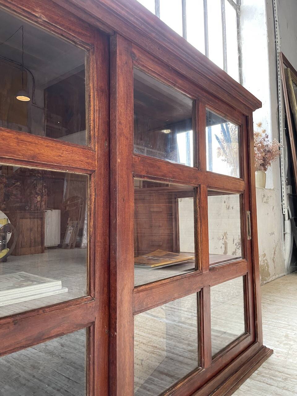 Enfilade portes coulissantes vitrées acajou