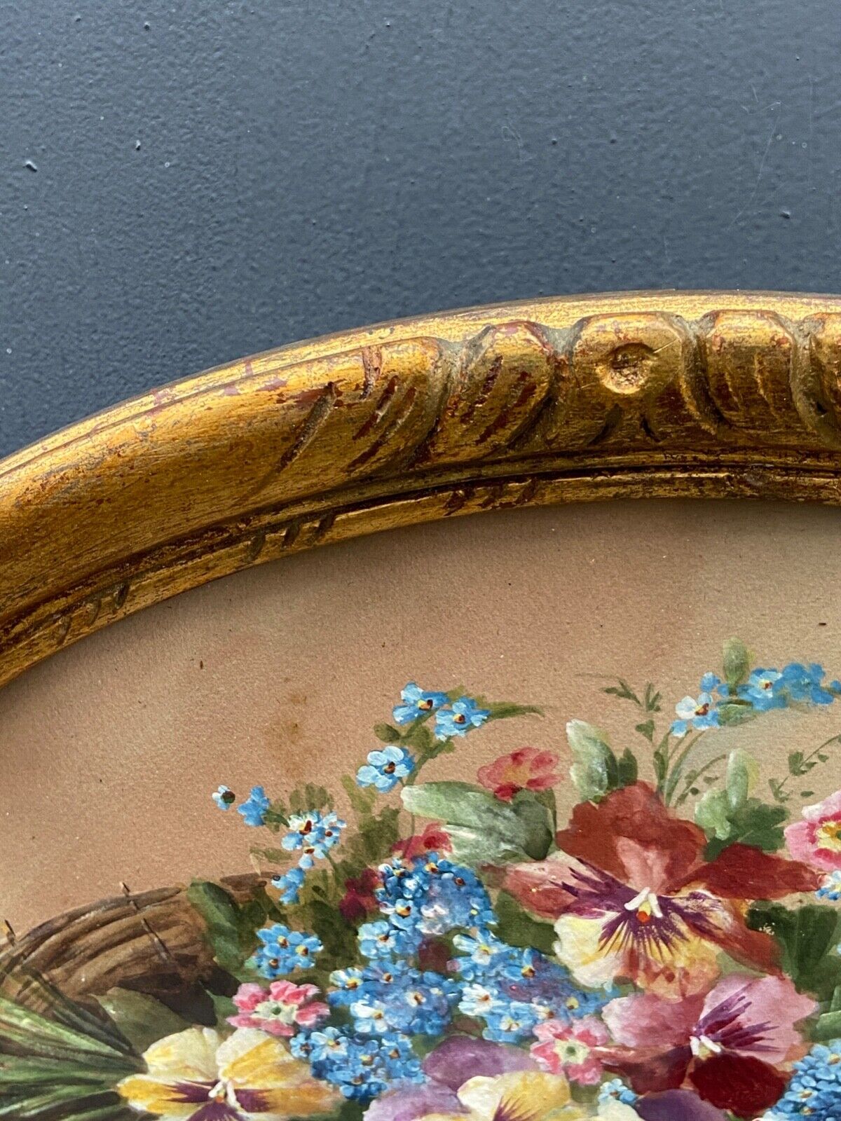 Watercolor on paper bouquet of flowers by a euget-barry xxe frame dore