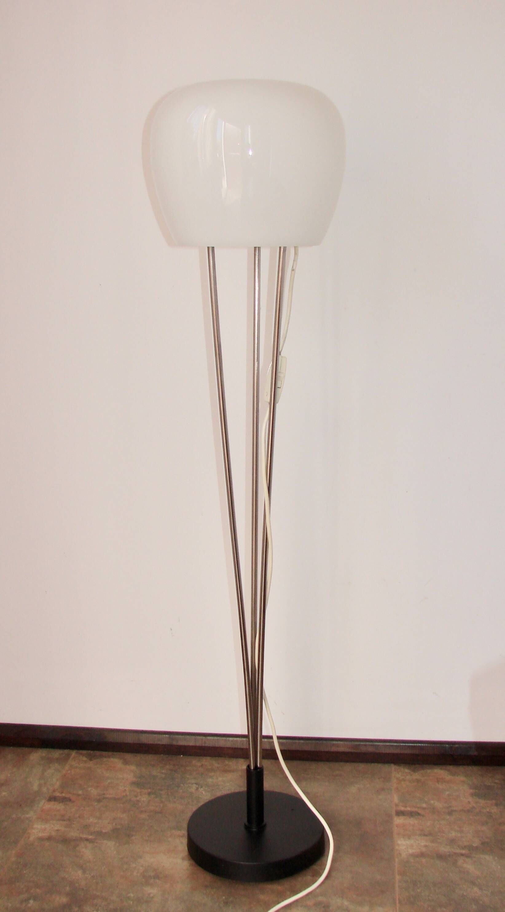 A. Gałęcki floor lamp, Poland, 1970s, metal and glass, vintage
