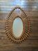 Asymmetrical vintage rattan wicker bamboo sun mirror Scandinavian craftsmanship