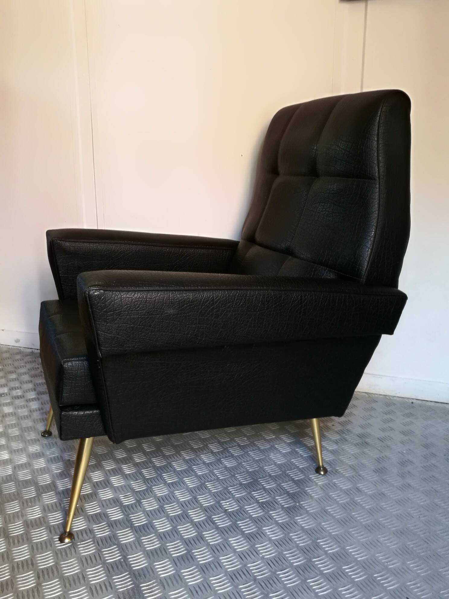 Pair of vintage leather armchairs