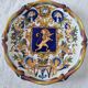 Magnificent antique French earthenware plate with shields signed Keller