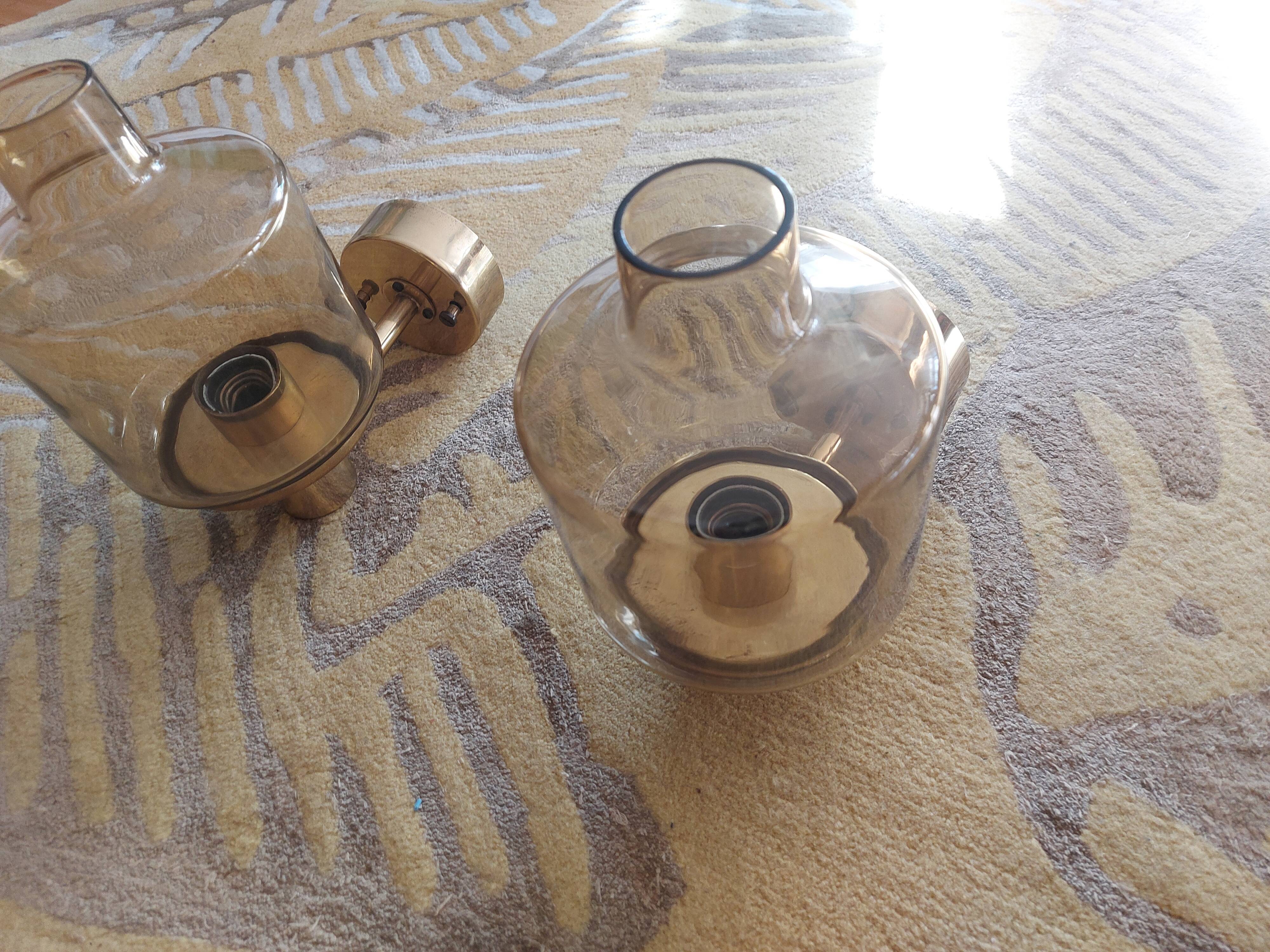 Pair of 60'S brass wall lamps, Hans Agne Jakobsson, model V212A