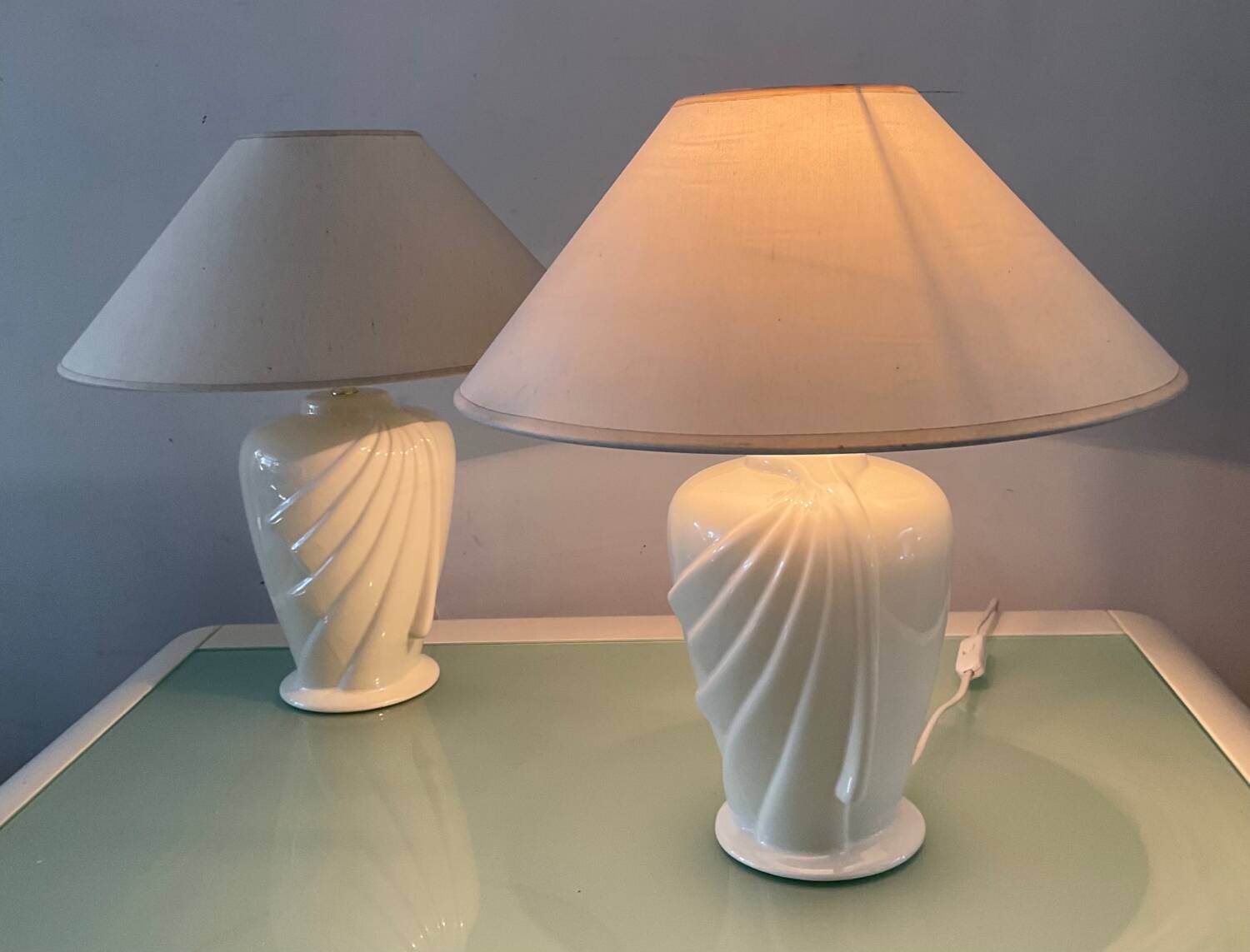 Paire de lampes vintage en céramique