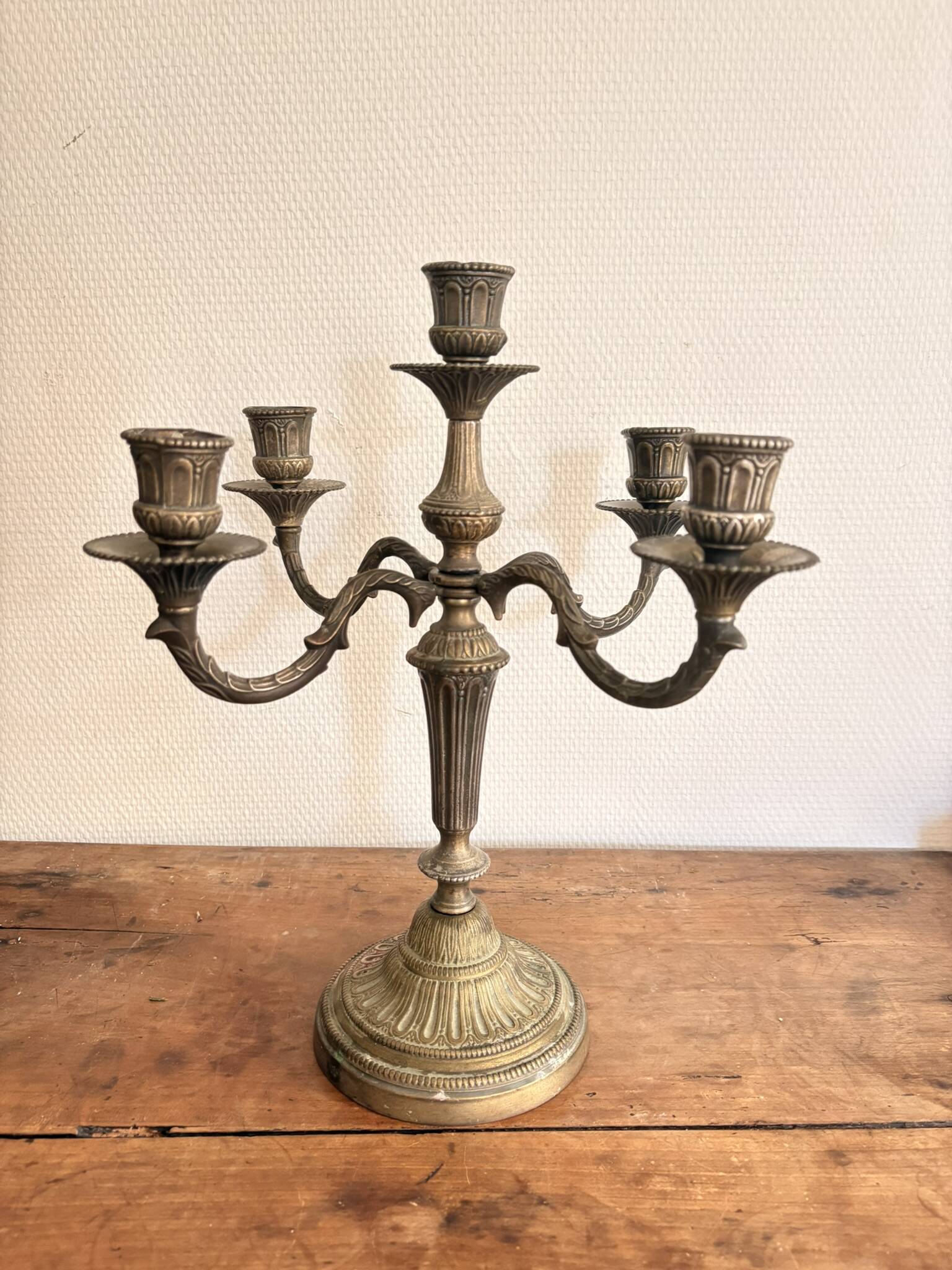 Candelabrum 5 Lights Bronze Brass Louis XVI Neoclassical Style