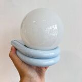 Vintage light blue metal wall lamp with globe
