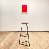 Bar stool in steel and walnut