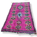 Moroccan Boucherouite fushia rug in recycled cotton 150x275cm