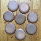 Set of 8 plates flat sandstone enameled vintage