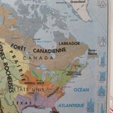 Old laminated map "North America - Physical Map" on the front / Agriculture and climate" back