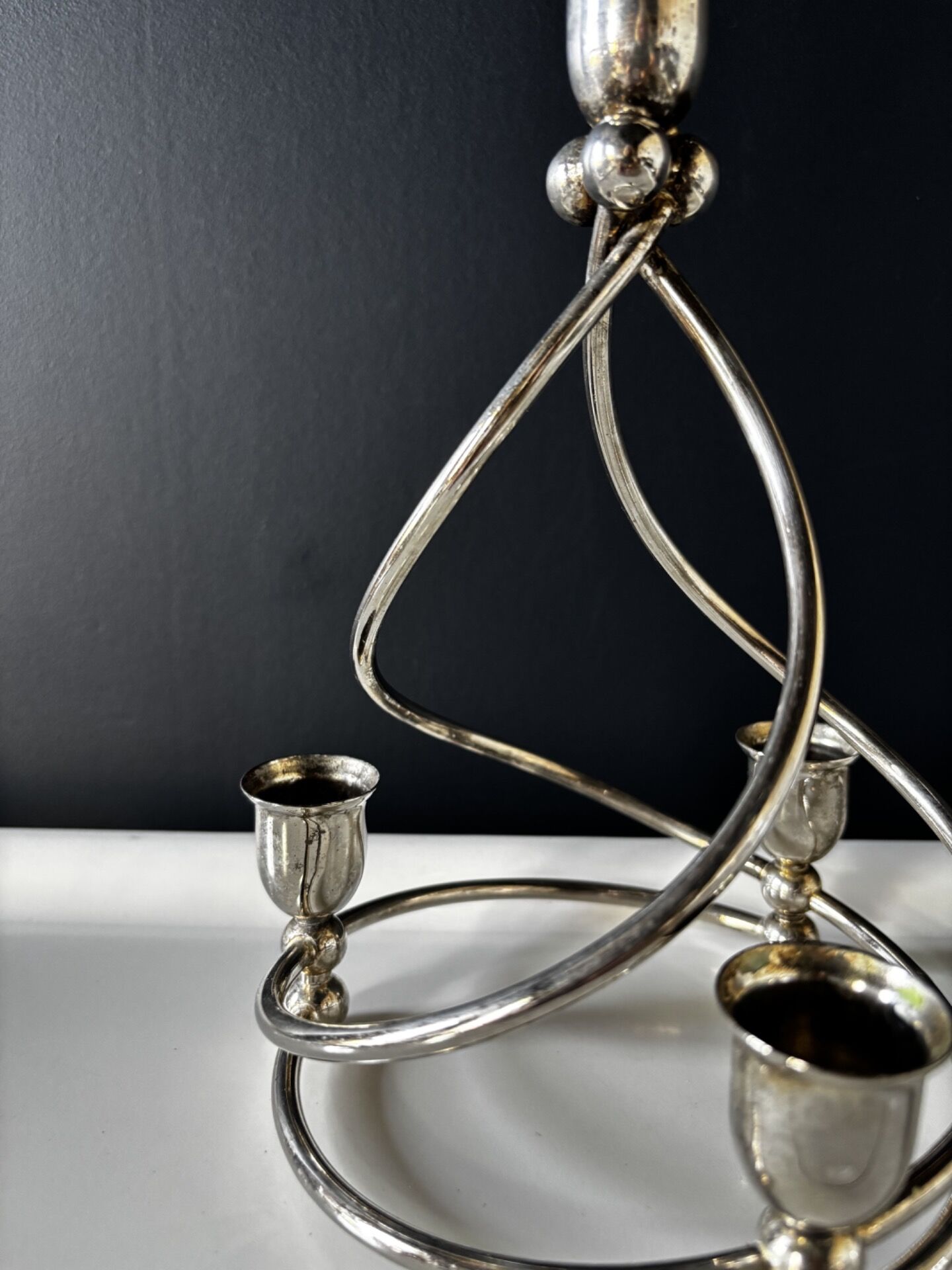 Chandelier métal argenté 4 bras