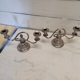 Pair of silver metal candlesticks