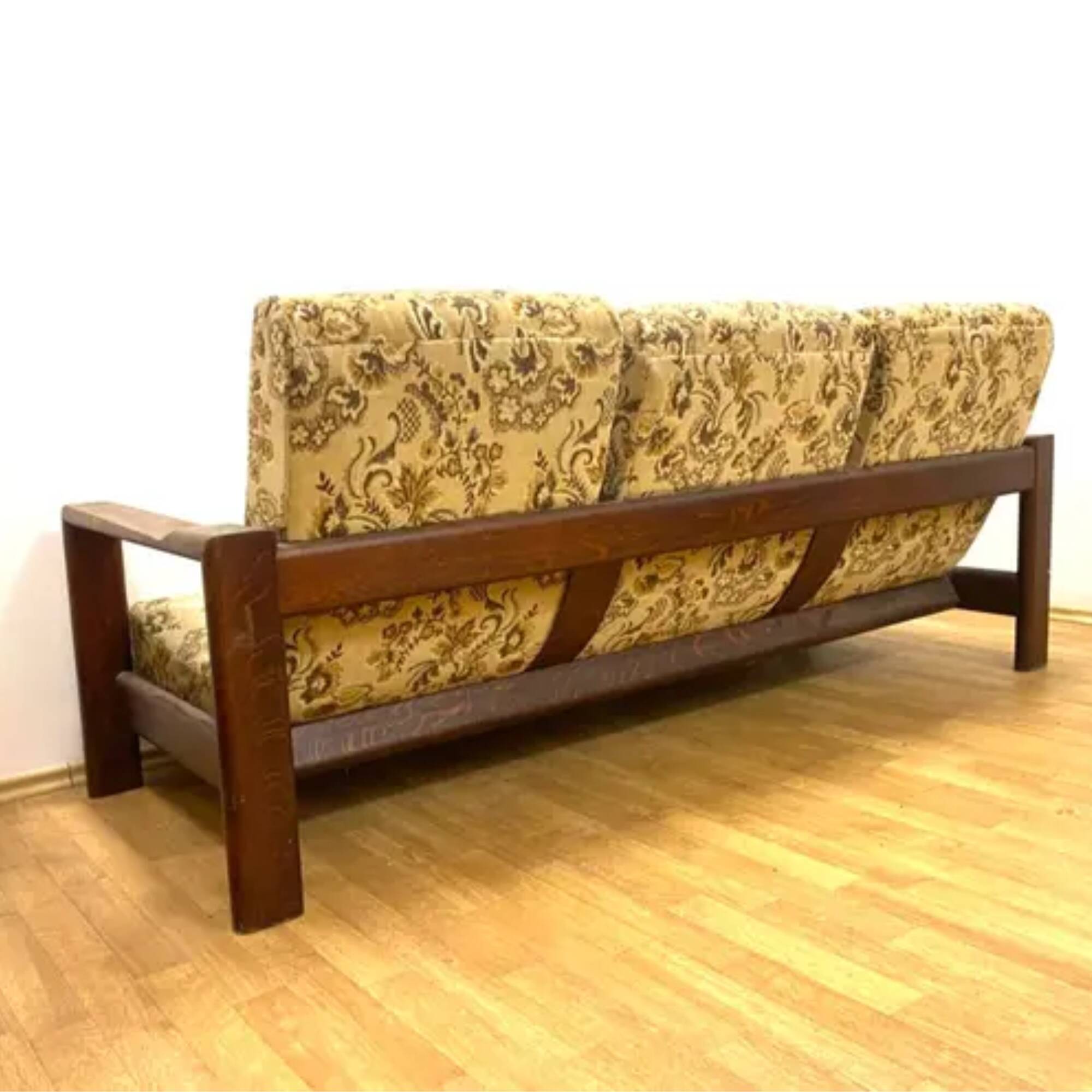Retro sofa set, solid wood frame, 1970s