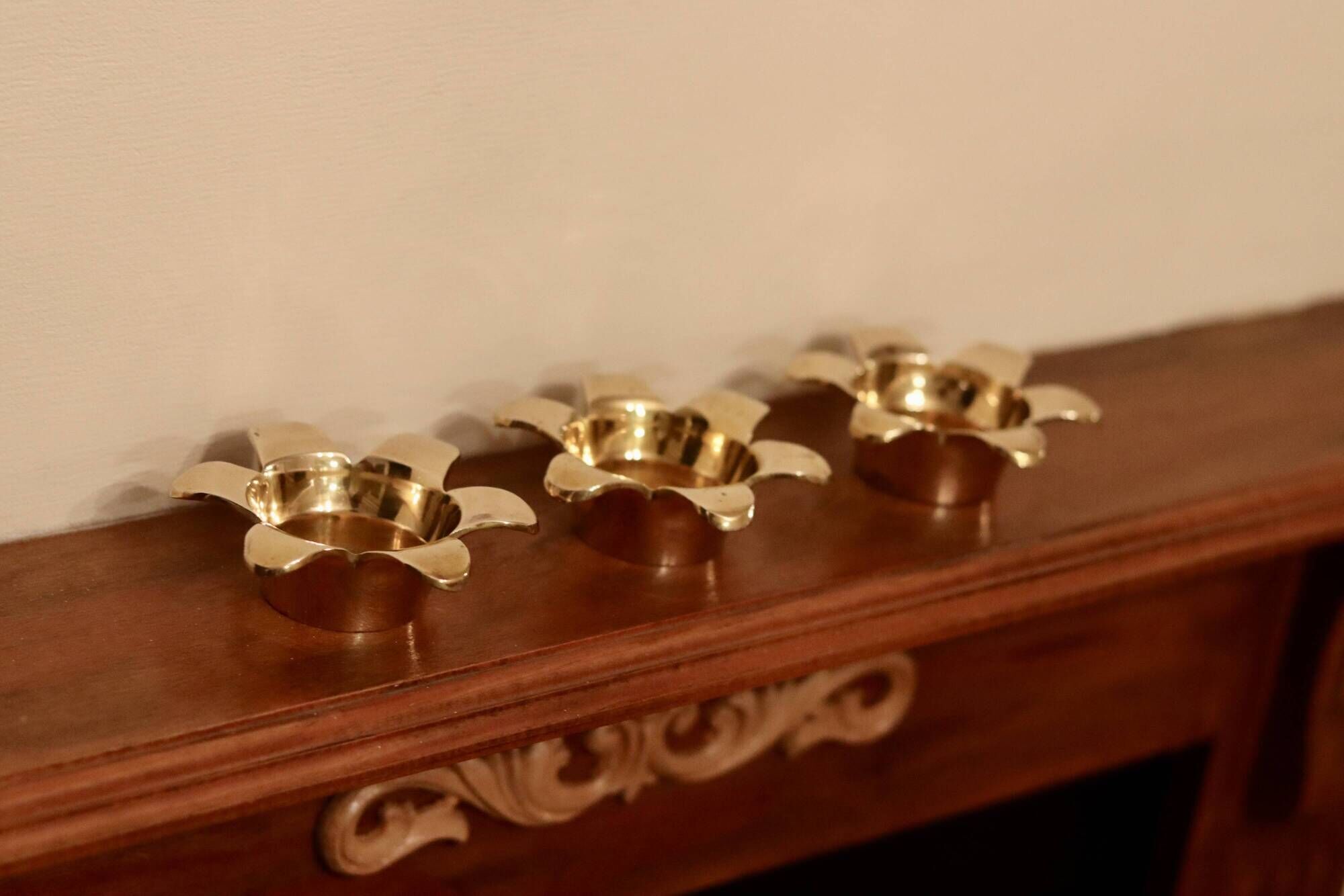Trio of Mid-Century Swedish Brass Candle Holders by Scandia