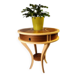 Pedestal table - small round table in wooden marquetry