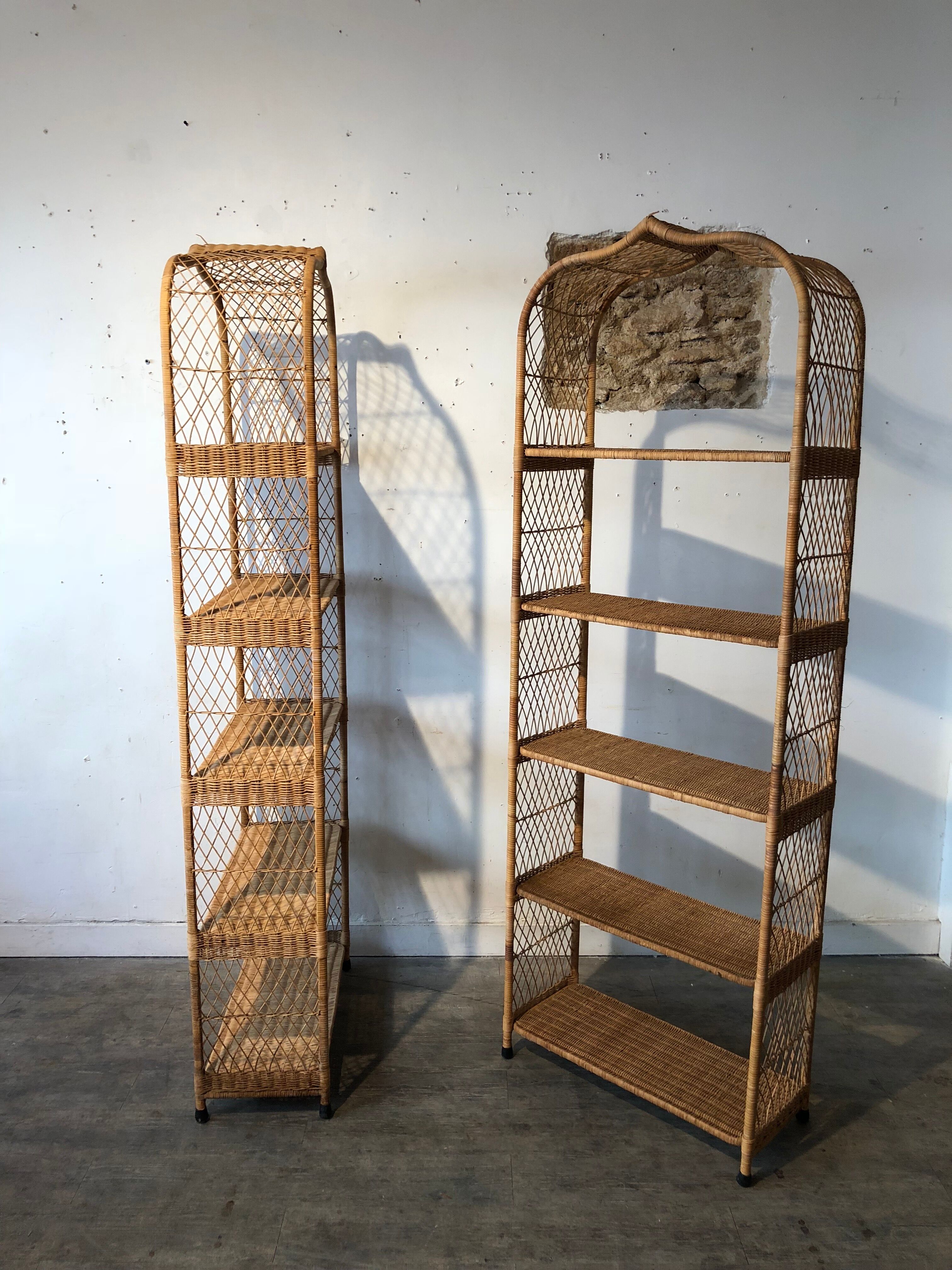 Pair of wicker bookcase