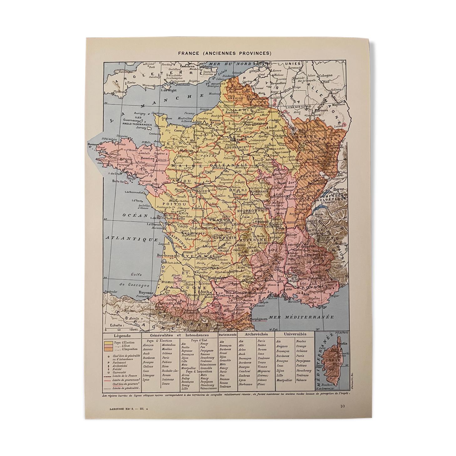 Old map of France (former provinces) from 1928
