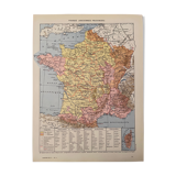 Old map of France (former provinces) from 1928