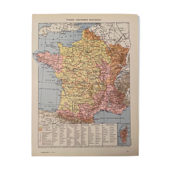 Old map of France (former provinces) from 1928