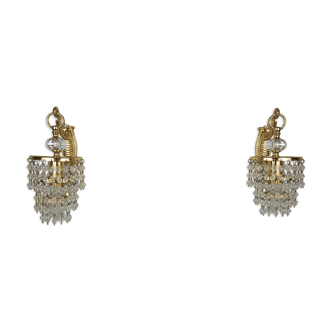 Pair of gold wall light with stamps