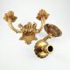 Set of 2 old candlestick sconces in bronze