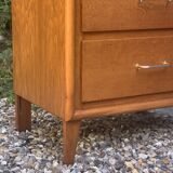Vintage chest of drawers with oak compass legs, 1950s