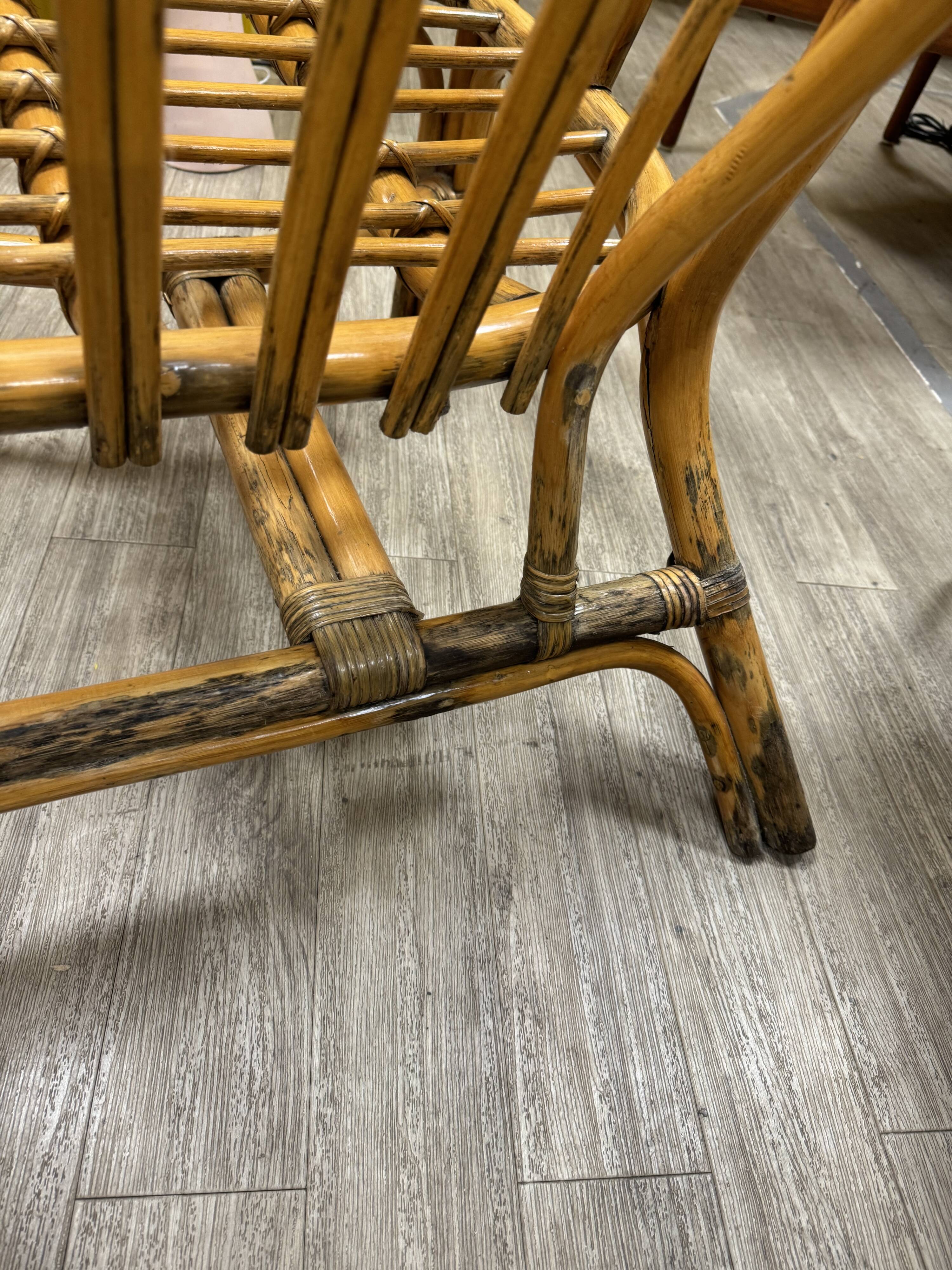 Vintage rattan bench 70