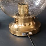 2 Limburg 1970s bubble globe and brass table lamps