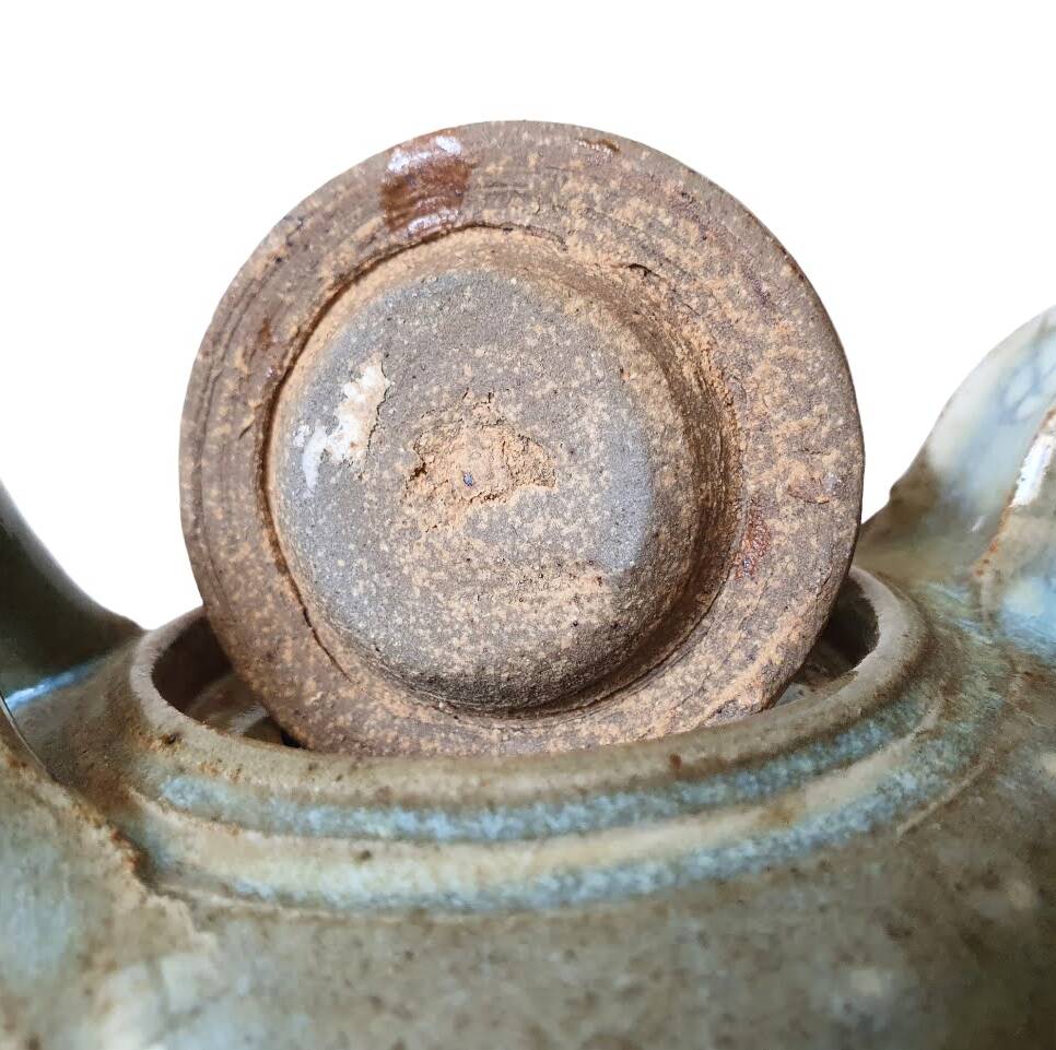 Enamelled stoneware ceramic teapot