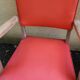 Pair of Vintage Bridge Armchairs Red & Wood 1950s