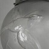 Art Deco pendant light with engraved glass globe and birds, 1930s