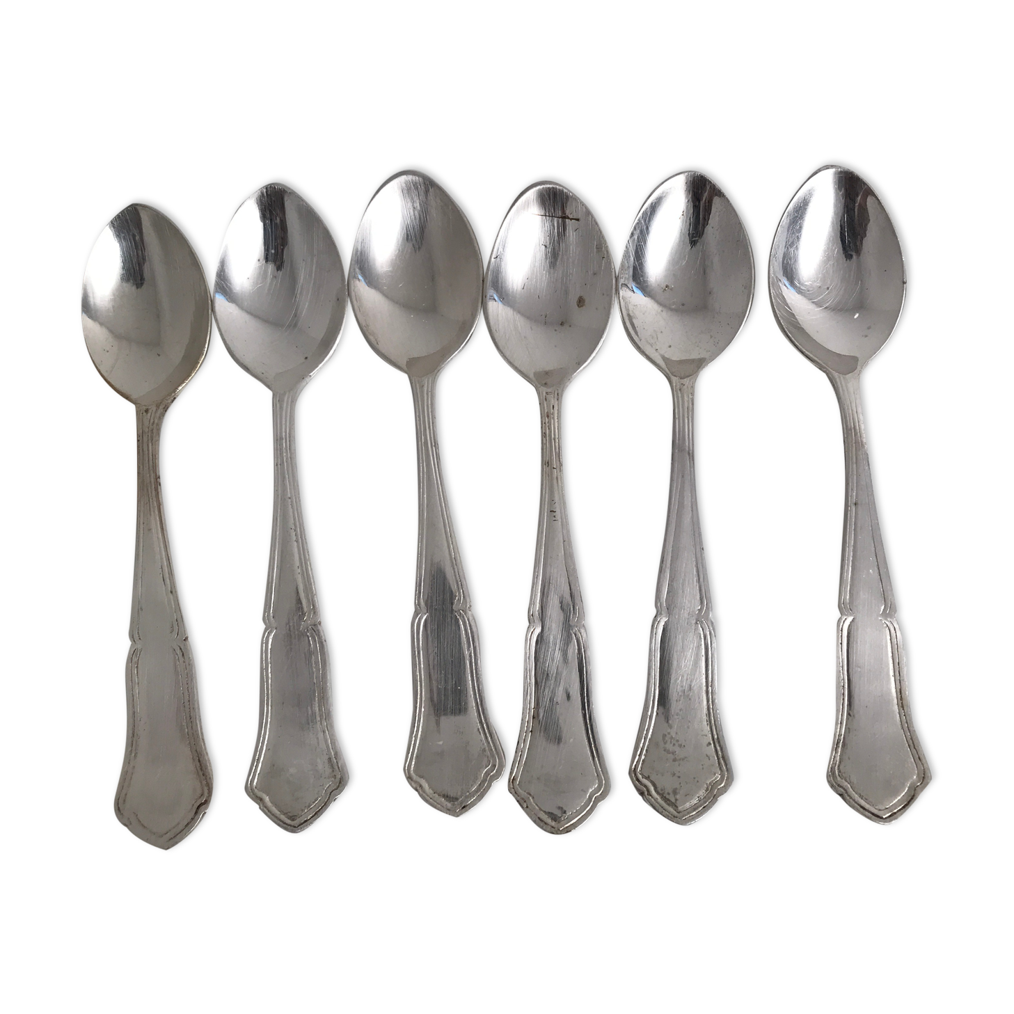6 small metal silver spoons