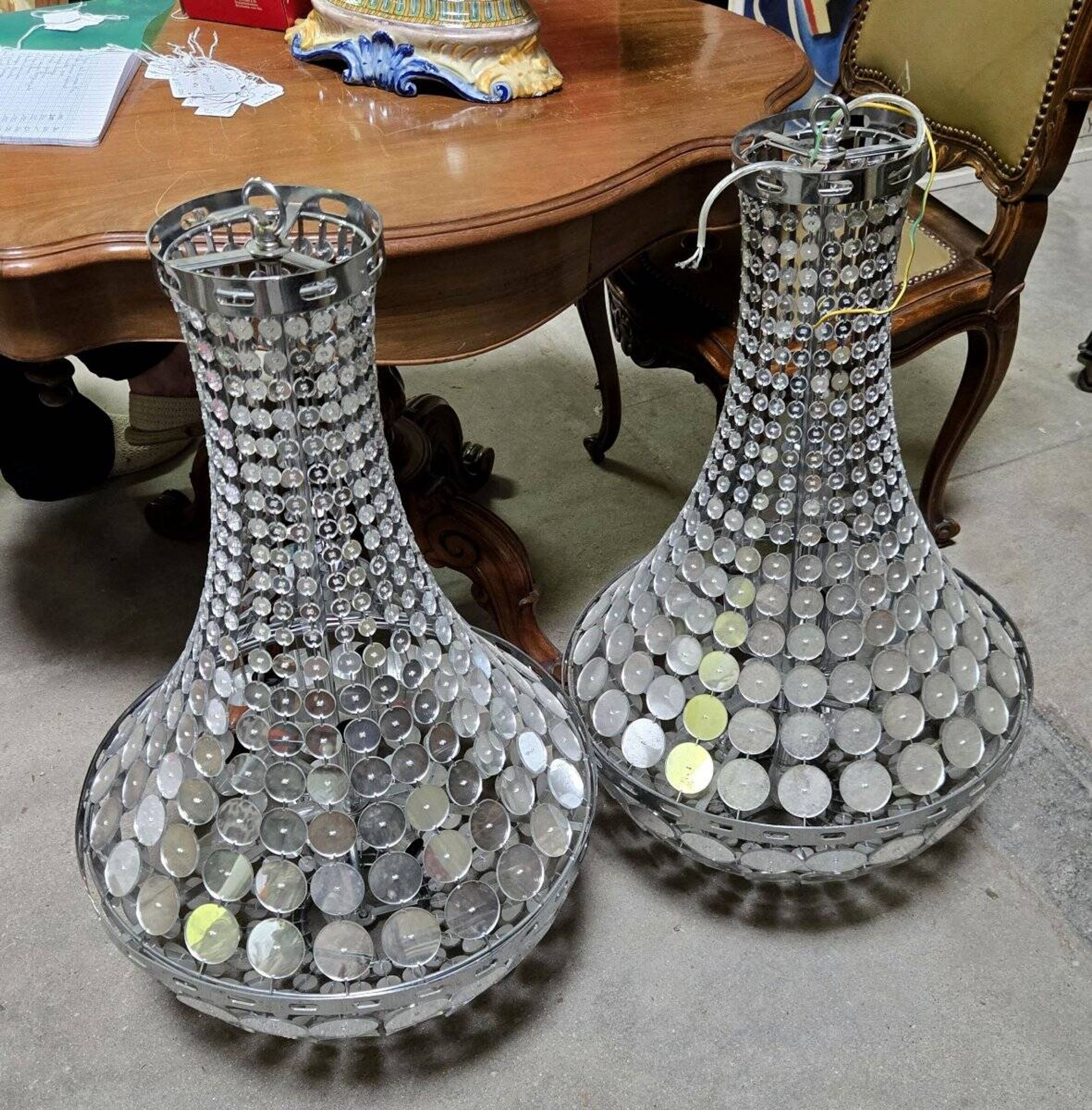 Pair of hot air balloon chandeliers designed in the late 20th century.
