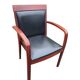 6 contemporary bridge chairs in mahogany wood and black leather