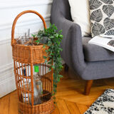 Wicker bottle rack bar basket