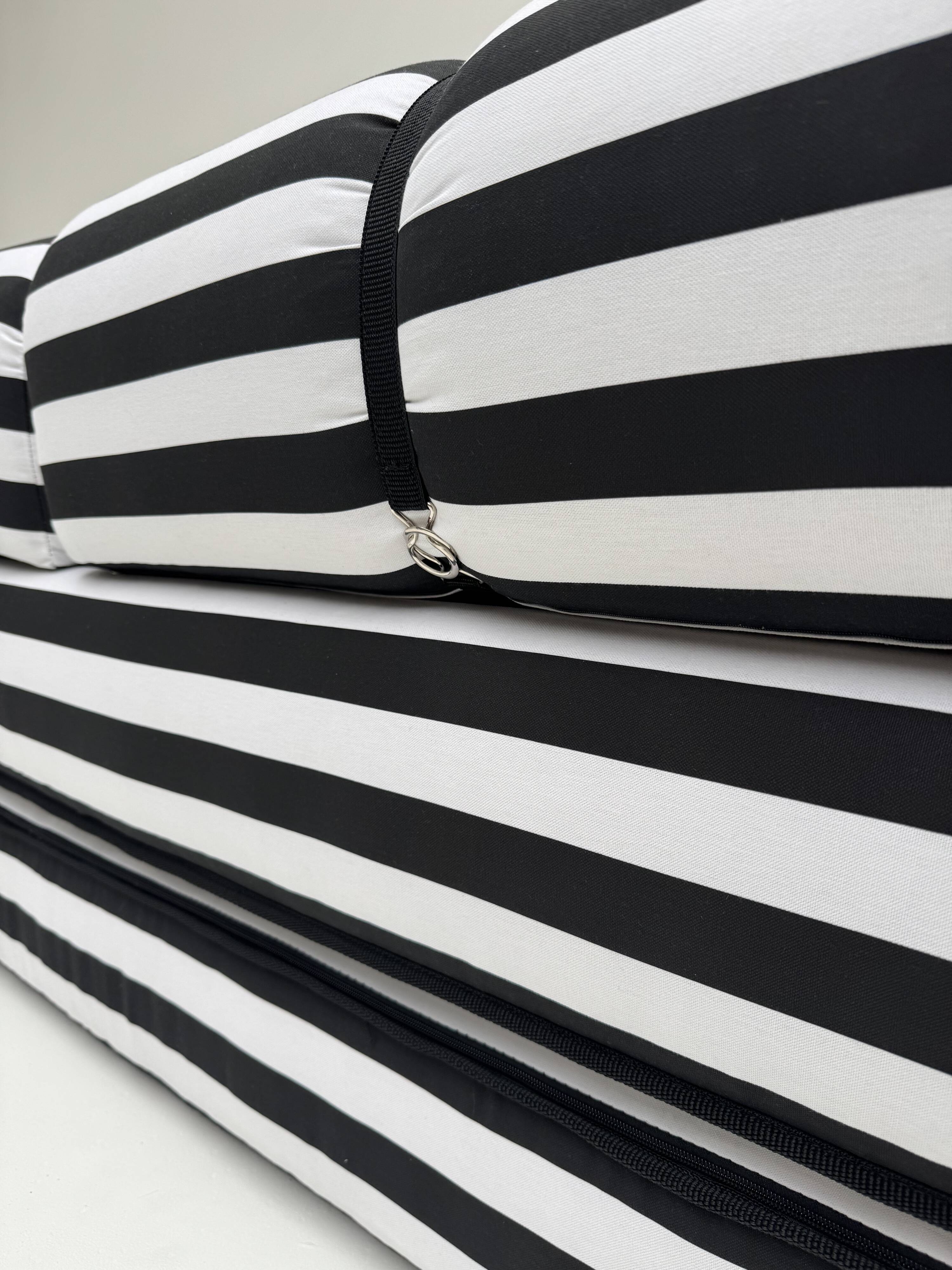 Vintage black and white striped sofa bed